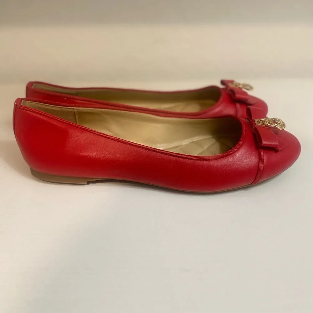 Michael Kors Cherry Red Flats with Gold Accent - Picture 6 of 10